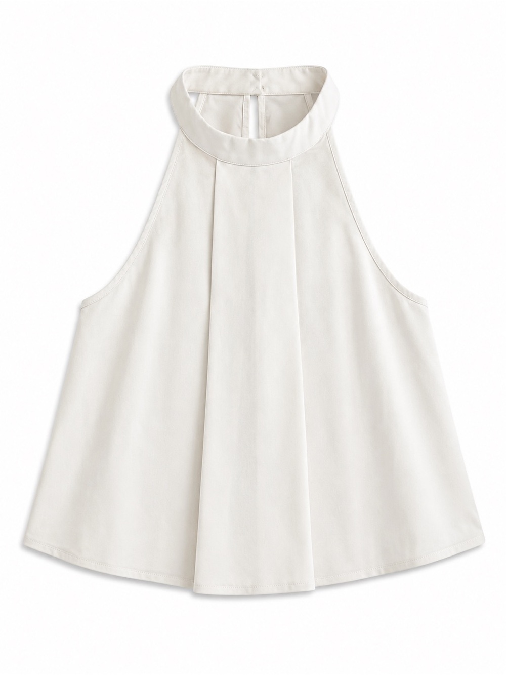 Sleeveless High-Neck Pleated Halter Top